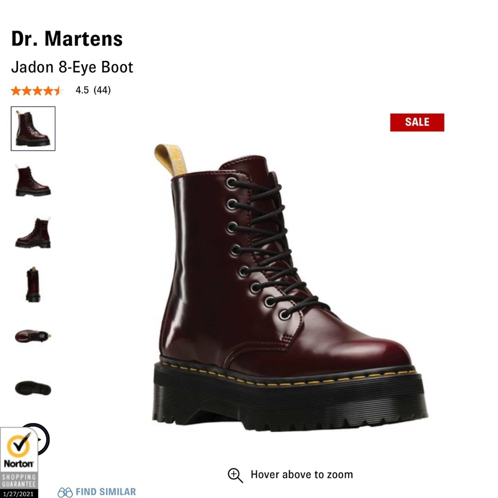 BNWT Doc Martens Jadon 8 eye Boor, size US 9